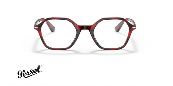 عینک طبی کائوچی چندضلعی پرسول - رنگ قرمز هاوانا - عکس زاویه روبرو