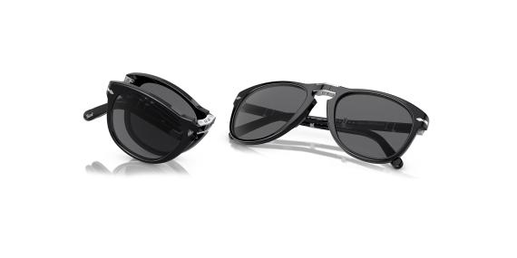 عینک آفتابی پرسول مدل استیو مک کوئین فریم کائوچویی مشکی و عدسی خاکستری تیره با دسته های تاشو - عکس حالت تا شده عینک