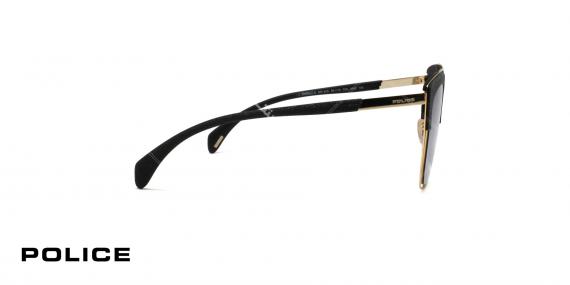 عینک آفتابی پلیس - POLICE SPL 618 - فریم مشکی طلایی عدسی ابی طیف دار - عکاسی وحدت - زاویه کنار