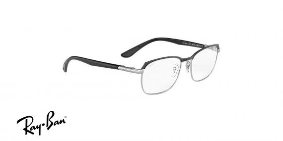 عینک طبی ریبن فلزی مشکی نقره ای طرح مستطیلی - زاویه سه رخ