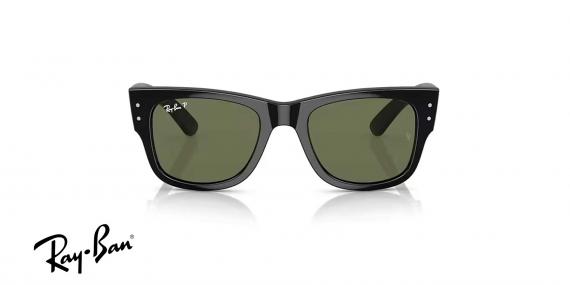 عینک آفتابی پلاریزه مگا ویفرر ریبن رنگ مشکی با عدسی سبز - عکس از زاویه روبرو