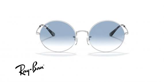 عینک آفتابی مدل بیضی و عدسی آبی طیف دار ریبن مدل 1970 - عکس زاویه روبرو