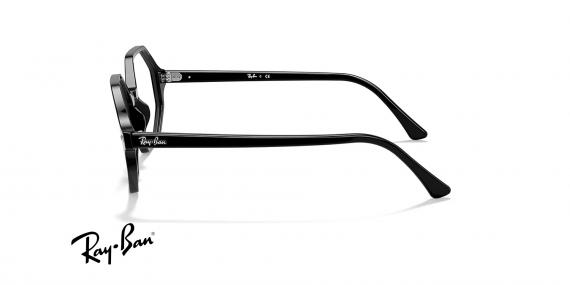 عینک طبی کائوچیی ری بن فریم چند ضلعی مشکی - عکس از زاویه کنار