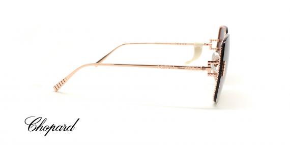 عینک آفتابی زنانه شوپارد فریم فلزی مربعی برنزی عدسی قهوه ای طیف دار - عکس از زاویه کنار