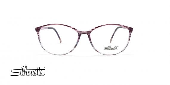 عینک طبی مدل گربه ای سیلوئت - بنفش رنگ رو به شیشه ای رنگ - عکاسی وحدت - زاویه روبرو