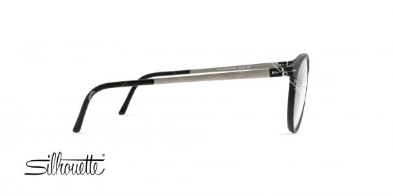 عینک طبی گرد سیلوئت - بدنه مشکی نقره ای - عکاسی وحدت - زاویه کنار