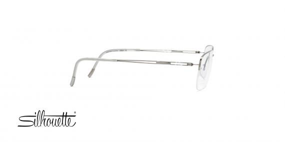 عینک طبی زیرگریف سیلوئت - بدنه نقره ای آب کاری طلا سفید - عکاسی وحدت - زاویه سه رخ