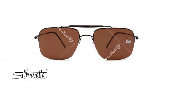 عینک آفتابی مستطیلی سیلوت قهوه ای با بدنه قهوه ای - عکاسی توسط عینک وحدت - زاویه ی رو به رو