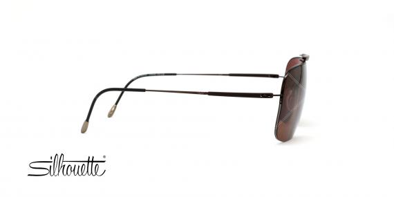 عینک آفتابی مستطیلی سیلوت قهوه ای با بدنه قهوه ای - عکاسی توسط عینک وحدت - زاویه ی کنار