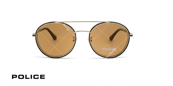 عینک آفتابی دوپل پلیس - POLICE COUPE1 SPL870G - مشکی طلایی- عکاسی وحدت - زاویه روبرو