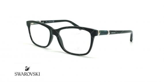 عینک طبی مستطیلی سواروسکی - Swarovski Elame SW5158- مشکی - عکاسی وحدت - زاویه سه رخ 