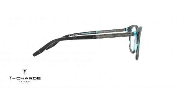 عینک طبی گرد تی شارژ - سبک - بدنه طوسی سبز - عکاسی وحدت - زاویه کنار