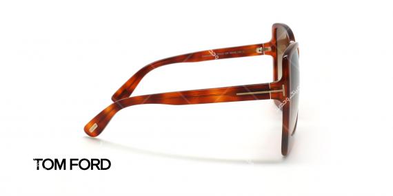 عینک آفتابی تام فورد زنانه - کائوچویی قهوه ای هاوانا - عکاسی وحدت - زاویه کنار