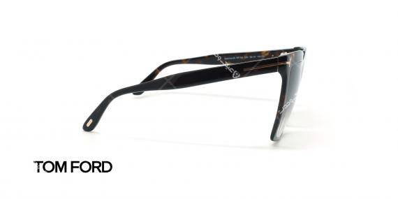 عینک آفتابی مربعی بزرگ تام فورد رنگ بدنه قهوه ای هاوانا - عکاسی وحدت - زاویه کنار