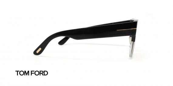 عینک آفتابی کائوچویی مربعی تام فورد - مشکی و شیشه ای - عکس از زاویه کنار