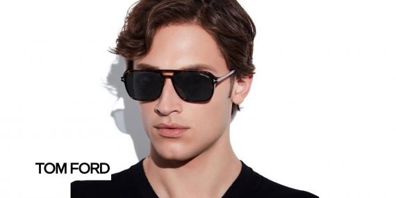عینک آفتابی مردانه دوپل تام فورد مدل  Crosby - رنگ فریم قهوه ای هاوانا - رنگ عدسی قهوه ای - عکس مدل