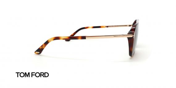 عینک آفتابی مردانه دوپل تام فورد مدل  Crosby - رنگ فریم قهوه ای هاوانا - رنگ عدسی قهوه ای - عکس زاویه کنار