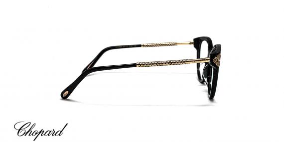 عینک طبی کائوچویی بدنه مشکی دسته طلایی نگین دار شوپارد - زاویه کنار