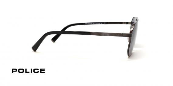 عینک آفتابی پلیس مدل لوییس همیلتون فریم کرومی خلبانی حدقه چند ضلعی و عدسی بنفش - عکس از زاویه کنار