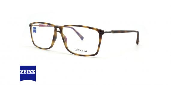 عینک طبی کائوچویی مستطیلی دو پل زایس - رنگ قهوه ای هاوانا - عکس زاویه سه رخ