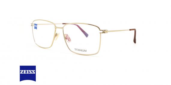عینک طبی مربعی فلزی زایس مدل ZS40024 - جنس تیتانیوم - رنگ طلایی مشکی - عکس زاویه سه رخ