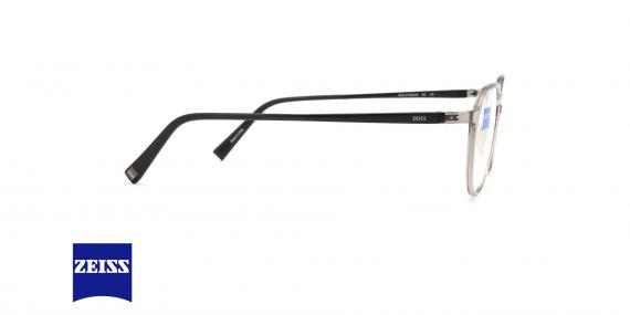 عینک طبی گرد فلزی زایس مدل ZS10014 - جنس تیتانیوم - رنگ نقره ای مشکی - عکس زاویه کنار