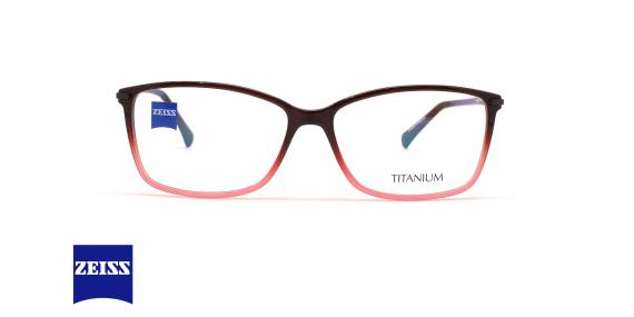 عینک طبی کائوچویی مستطیلی زایس - رنگ قرمز و مشکی - عکس زاویه روبرو