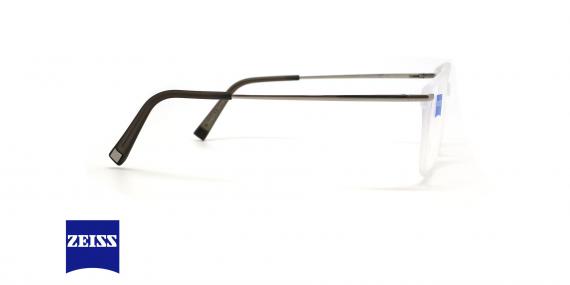 عینک طبی تیتانیوم مستطیلی زایس ZEISS ZS10009  - رنگ شیشه ای و مشکی - عکس زاویه کنار
