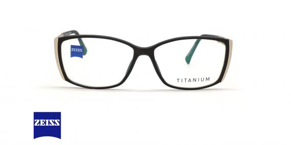 عینک طبی کائوچویی فلزی زایس مدل ZS10015 - رنگ مشکی طلایی - عکس از زاویه روبرو