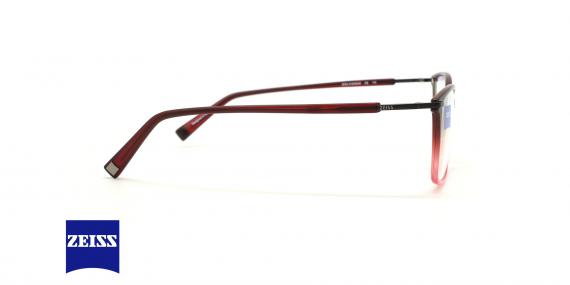 عینک طبی کائوچویی مستطیلی زایس - رنگ قرمز و مشکی - عکس زاویه کنار