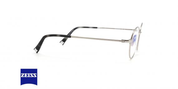 عینک طبی فلزی گرد زایس - رنگ نقره ای_مشکی - زاویه کنار