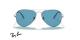 عینک آفتابی خلبانی ری بن فلزی دو پل - نقره ای و عدسی آبی - عکس از زاویه روبرو