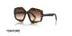 عینک آفتابی زنانه چند ضلعی تام فورد - رنگ قهوه ای هاوانا و عدسی قهوه ای طیف دار - عکس زاویه سه رخ