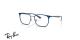 عینک طبی ری بن فریم استیل مربعی رنگ آبی - عکس از زاویه سه رخ
