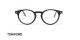 عینک طبی کائوچویی تام فورد فریم گرد رنگ مشکی عدسی بلوگنترل - عکس از زاویه روبرو