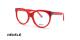 عینک طبی REDELE فریم کائوچویی بیضی ضخیم به رنگ قرمز و گوشه های حدقه و انتهای دسته ها آبی - عکس از زاویه سه رخ