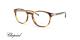 عینک طبی شوپارد فریم کائوچویی حدقه گرد قهوه ای هاوانا دسته ها کربن و چوب - عکس از زاویه سه رخ