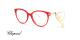 عینک طبی زنانه شوپارد فریم کائوچویی دسته کربن طلایی حدقه ها گربه ای به رنگ قرمز شیشه ای - عکس از زاویه سه رخ