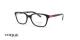 عینک طبی مناسب نوجوانان برند وگ فریم کائوچویی مربعی مشکی با گوشه های دسته قرمز - عکس از زاویه سه رخ 