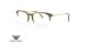 عینک طبی جورجیو آرمانی فریم کائوچویی زیر گریف رنگ سبز و حدقه های بیضی شکل - عکس از زاویه سه رخ 