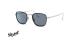 عینک آفتابی پرسول فریم فلزی مربعی رنگ نقره ای و مشکی و عدسی آبی - عکس از زاویه سه رخ