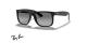 عینک آفتابی پلاریزه جاستین ری بن - فریم مشکی با عدسی خاکستری طیف دار - عکس از زاویه سه رخ