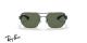 عینک آفتابی ری بن چند ضلعی طرح خلبانی فریم فلزی مشکی و عدسی سبز - عکس از زاویه روبرو