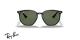 عینک آفتابی ری بن فریم کائوچویی چند ضلعی مشکی و عدسی سبز - عکس از زاویه روبرو