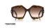 عینک آفتابی زنانه چند ضلعی تام فورد - رنگ قهوه ای هاوانا و عدسی قهوه ای طیف دار - عکس زاویه روبرو