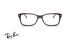 عینک طبی ری بن فریم استات مستطیلی دو رنگ روی قهوه ای براق و از داخل صورتی - عکس از زاویه روبرو