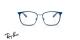 عینک طبی ری بن فریم استیل مربعی رنگ آبی - عکس از زاویه روبرو