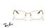 عینک طبی ری بن فریم فلزی شبه مربعی طلایی رنگ - عکس از زاویه روبرو