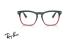 عینک طبی ری بن فرم کائوچویی مربعی دو رنگ قرمز و مشکی - عکس از زاویه روبرو