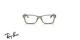 عینک طبی بچگانه ری بن فریم استات مربعی رنگ حدقه ها سبز زیتونی شفاف و دسته های هاوانا - عکس از زاویه روبرو